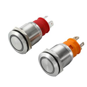 Latching 19mm 10A 20A High current single illuminated waterproof stainless steel push button switch with wiring