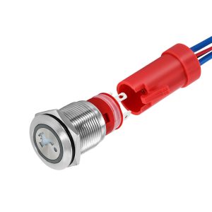 FRESH WATER icon Latching 19mm 10A 20A High current single illuminated waterproof stainless steel push button switch with wiring
