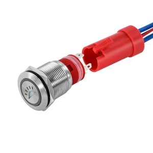 CABIN LIGHT icon Latching 19mm 10A 20A High current single illuminated waterproof stainless steel push button switch with wiring