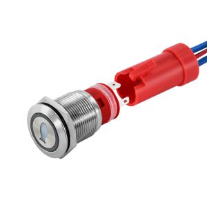 FISH icon Latching 19mm 10A 20A High current single illuminated waterproof stainless steel push button switch with wiring