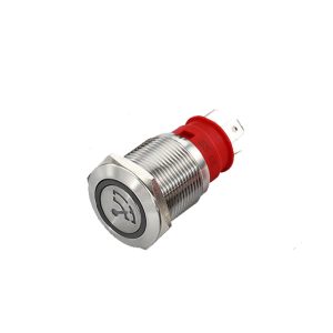 WIPER icon Latching 19mm 10A 20A High current single illuminated waterproof stainless steel push button switch with wiring