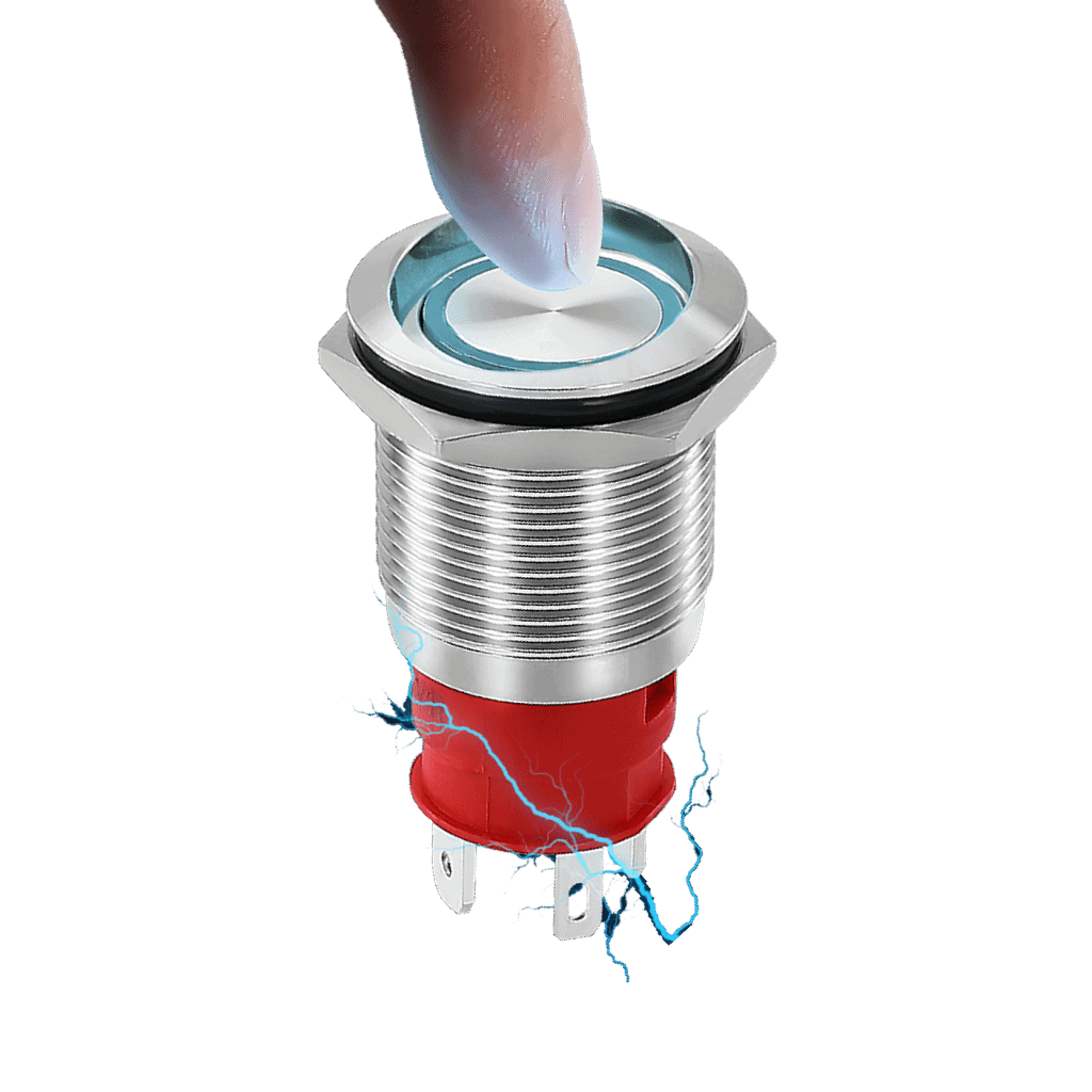 19mm illuminated marine push button close-up