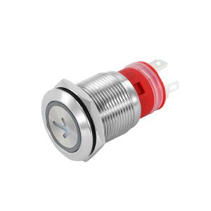 ARROW ICON - MOMENTARY 19mm 12V/24V 10A 20A High current single illuminated waterproof stainless steel push button switch with wiring