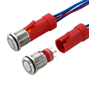 MOMENTARY 19mm 12V/24V 10A 20A High current single illuminated waterproof stainless steel push button switch with wiring